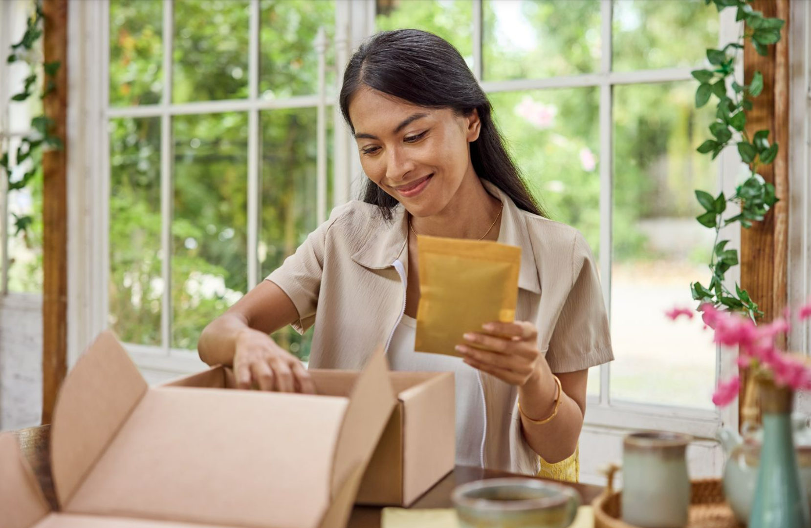 customer receiving her order on one of the e-commerce sales dates