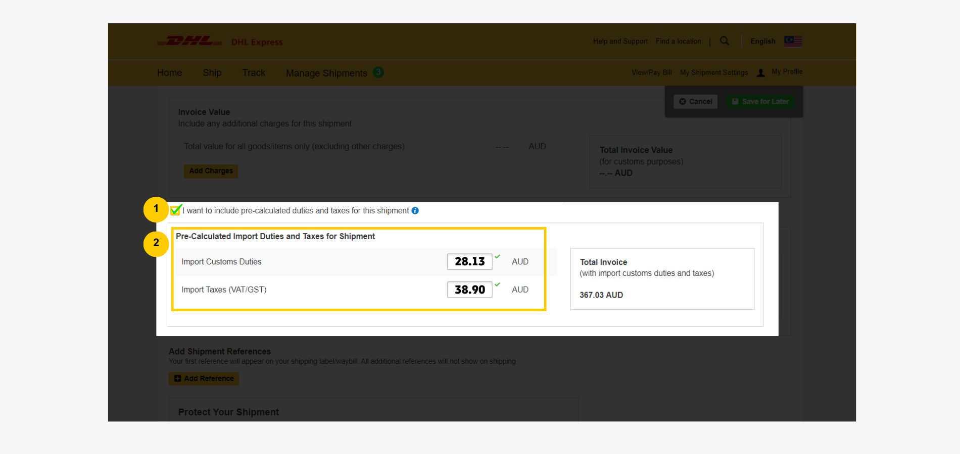 Import Shipment Pre-Calculated Duties and Taxes Import Shipment Pre-Calculated Duties and Taxes