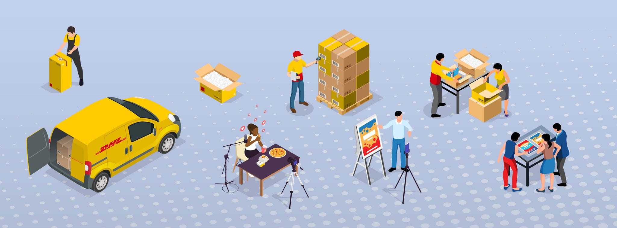 Zwarte vrijdag 2024 Grafische afbeelding van de logistieke activiteiten van DHL