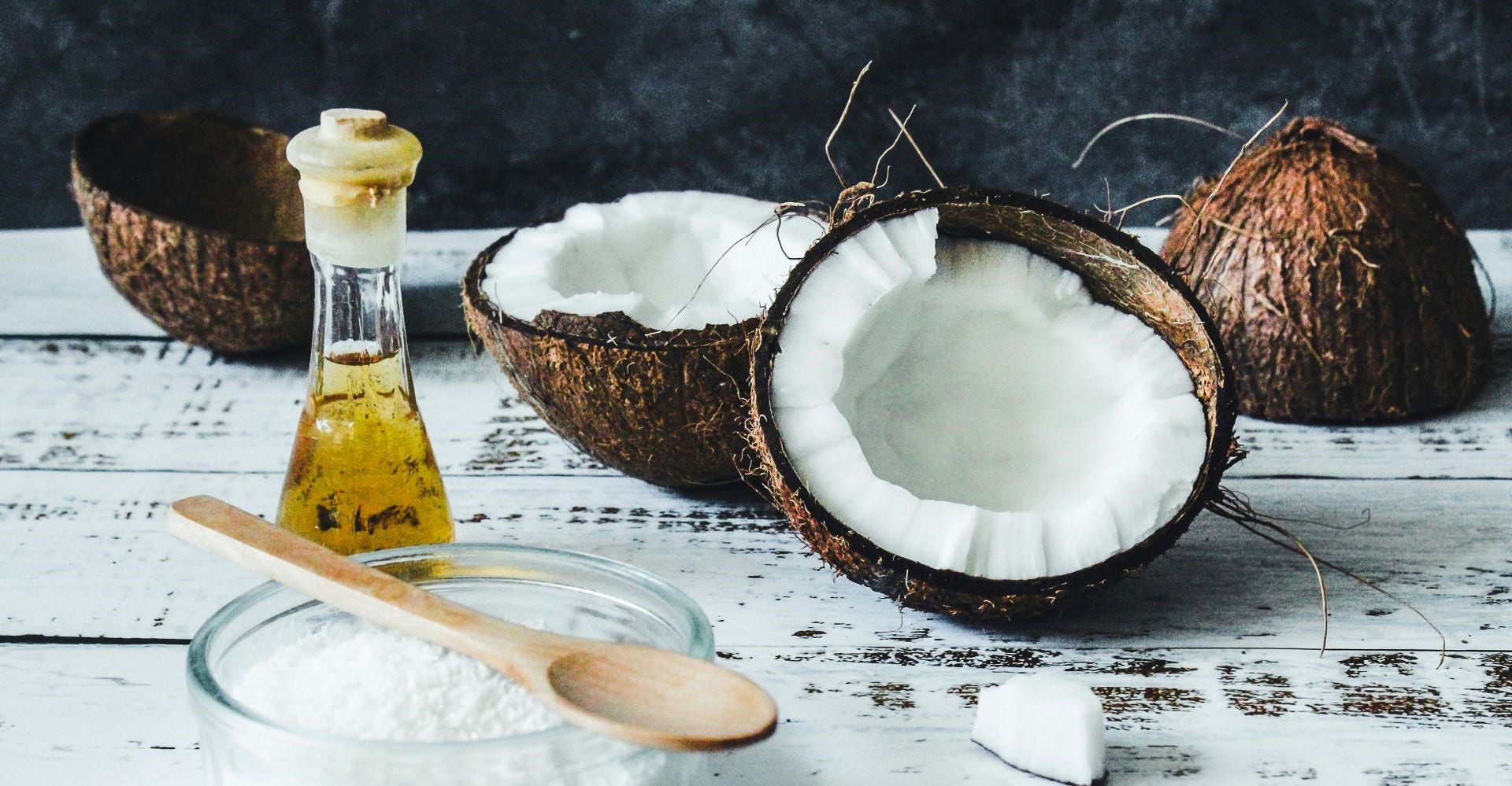 an array of coconut-based products displayed on a table