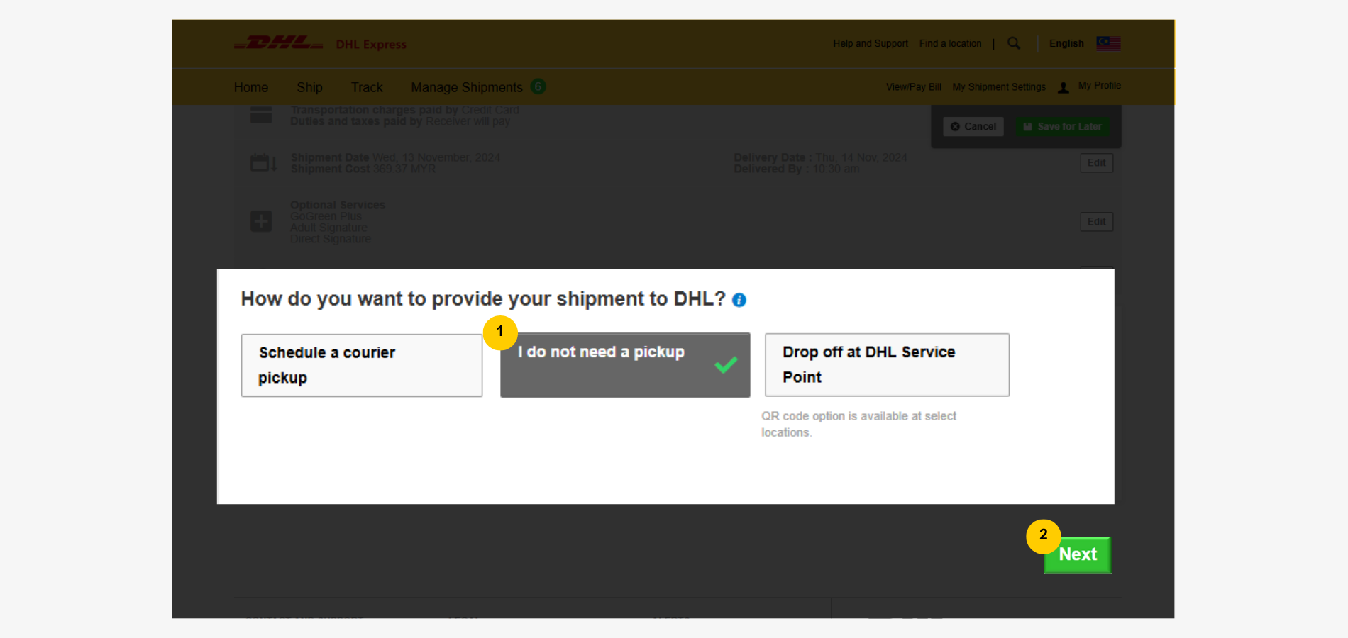 Export Guide-Shipment-Handover Options-Do not need pickup Export Guide-Shipment-Handover Options-Do not need pickup