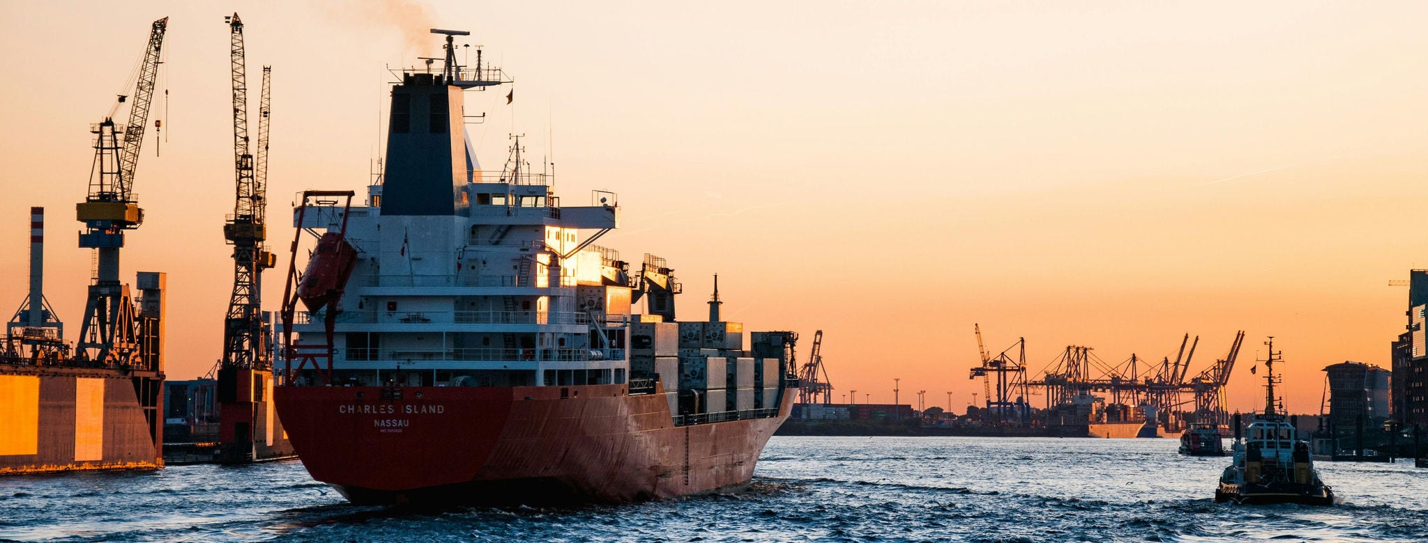 Container ship at port