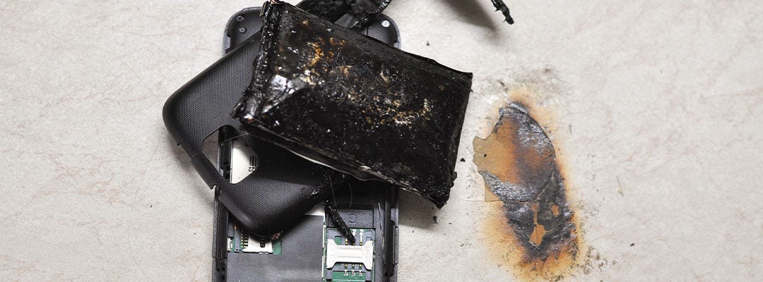 Chargeur de téléphone qui a fondu