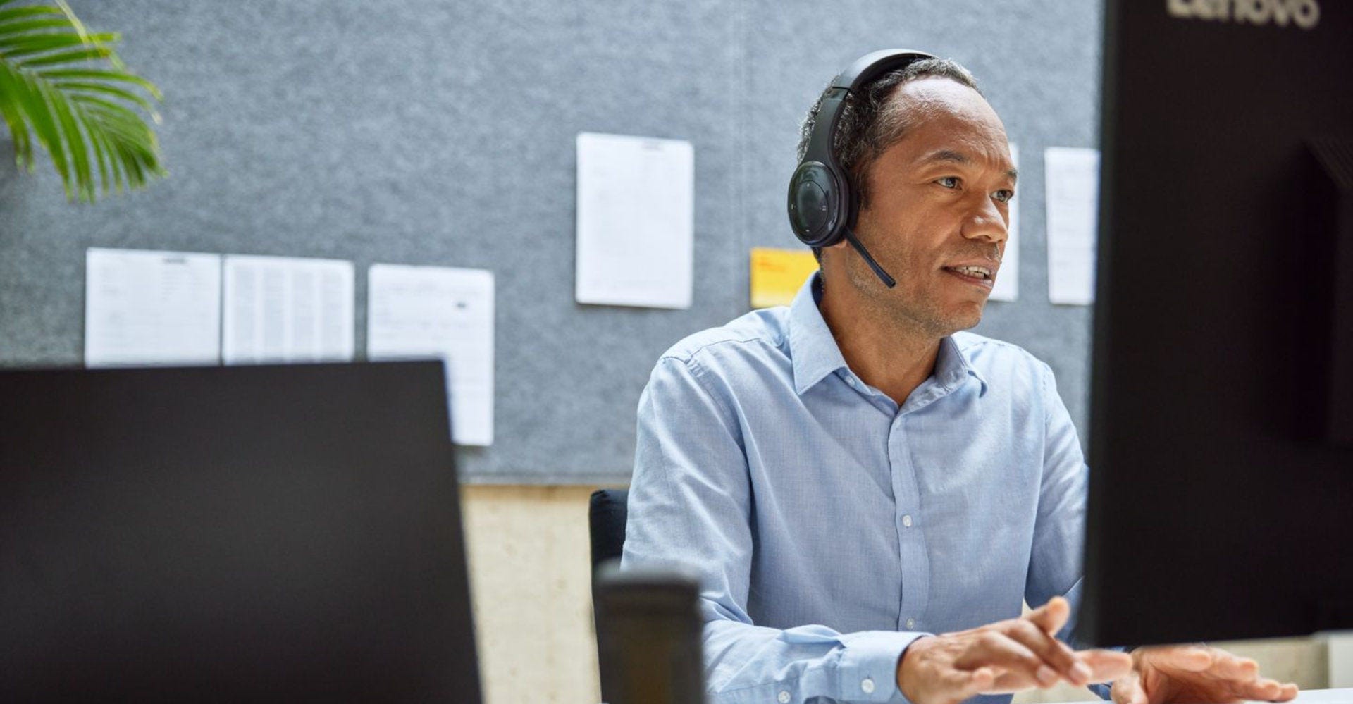 dhl staff taking a business call