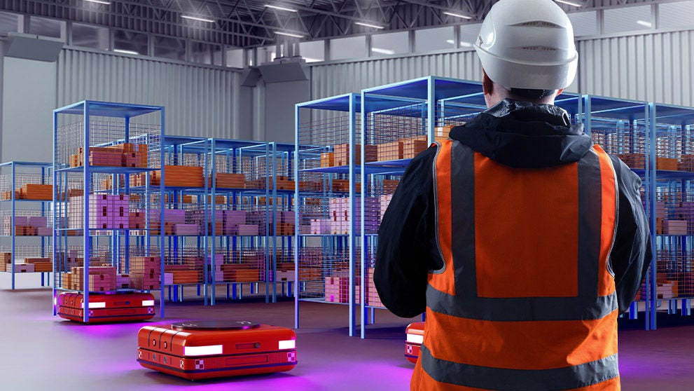 man in a warehouse