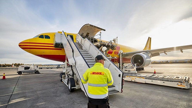 DHL airplane loading cargo