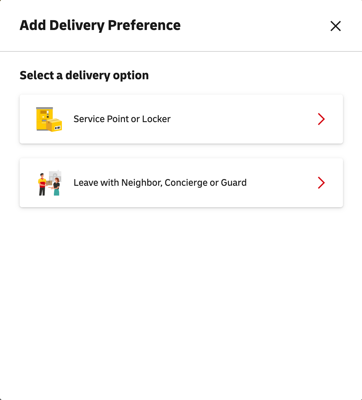 delivery preference option for demand delivery dhl express