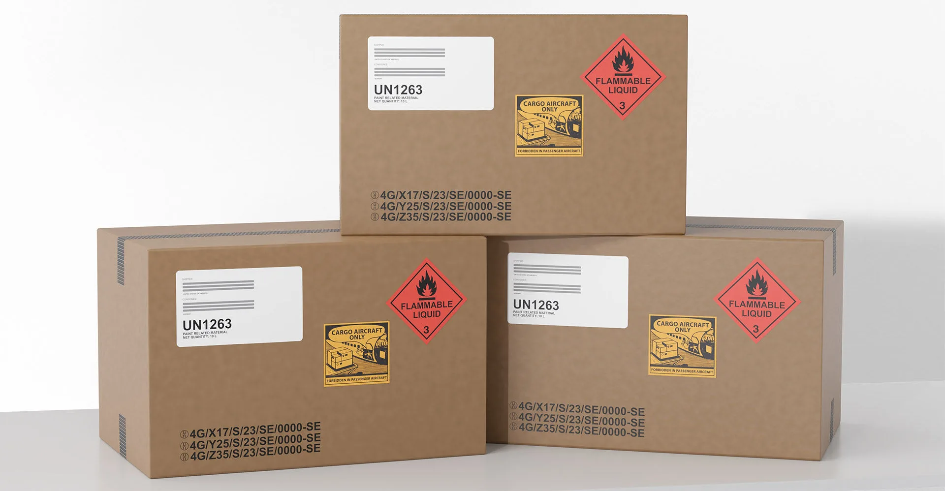 flammable liquids packaged for dangerous goods shipping