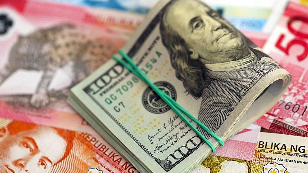 Dollar exchange rate chart on screen next to import documents