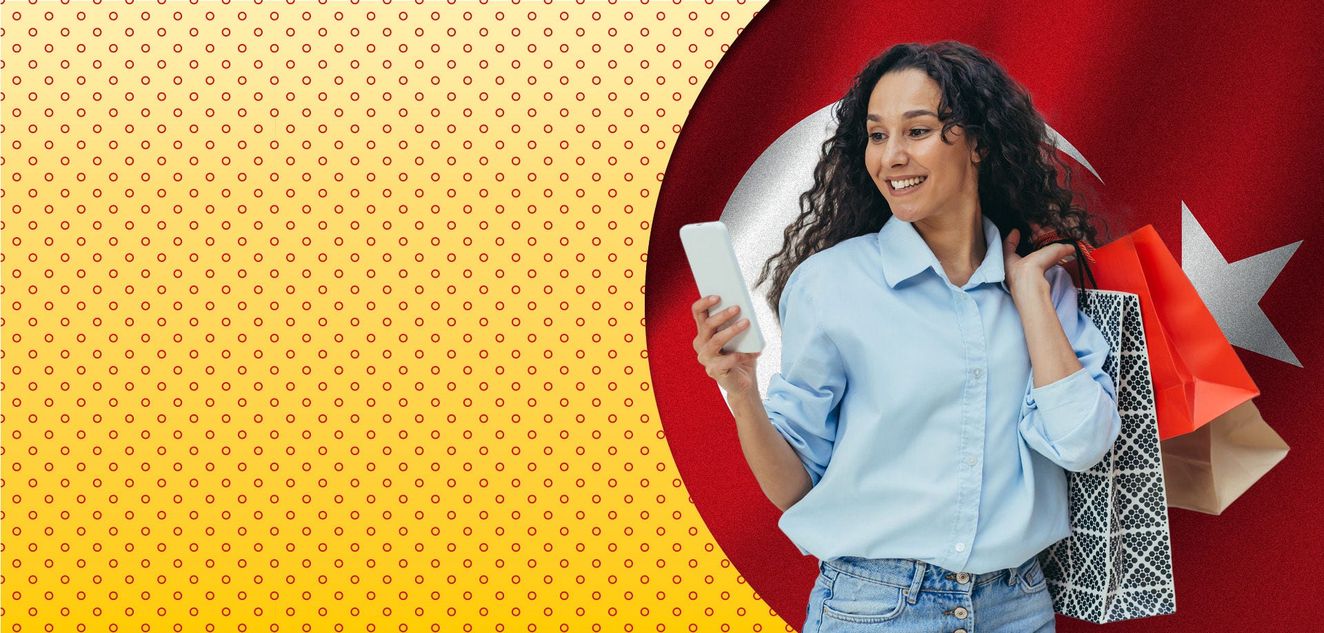 woman smiling at mobile phone