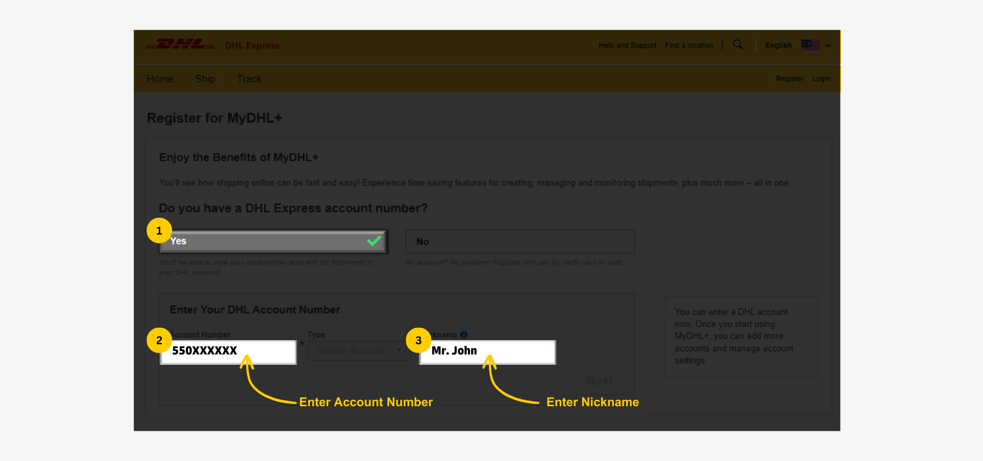 DHL Proview Register Account