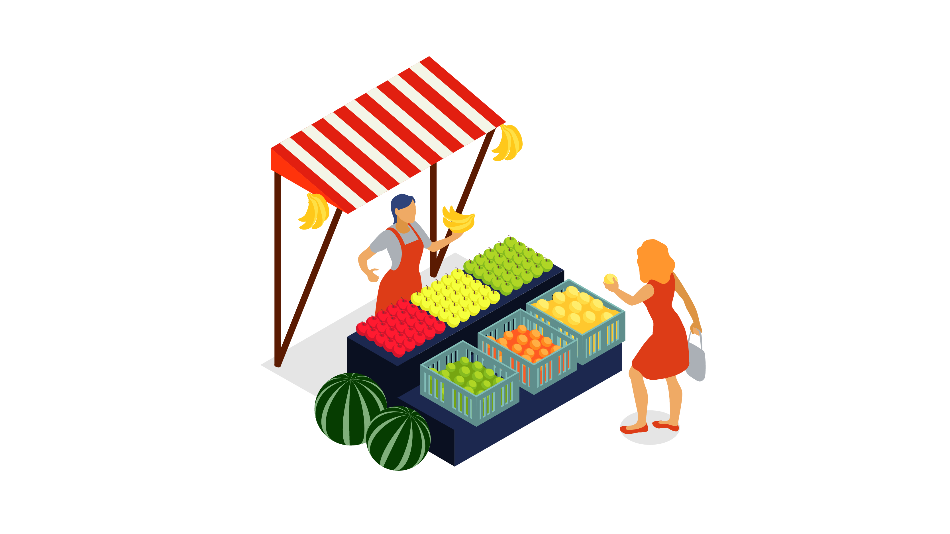 graphic image of market woman selling fruits