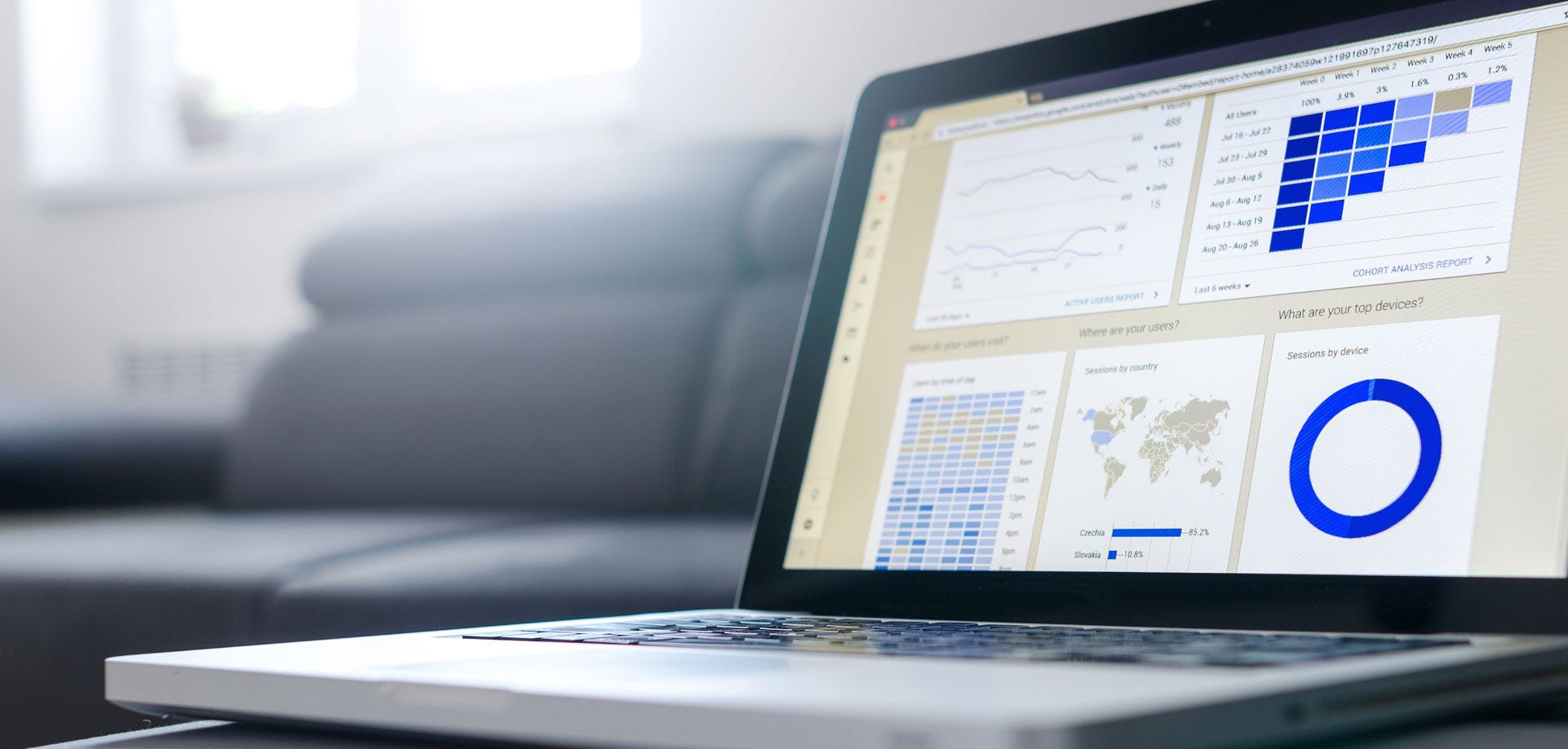 charts on a laptop screen