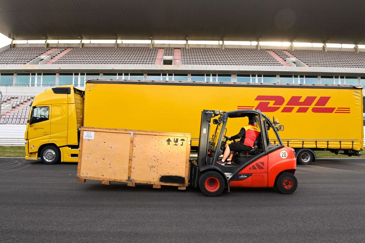 Cargo from DHL Semi Truck
