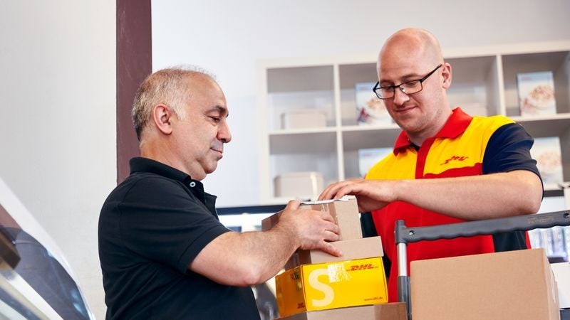 australian business owner receiving stocks from dhl express