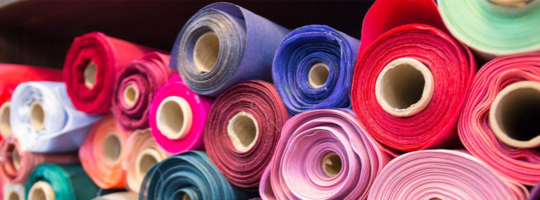 Korean traditional fabric rolls at shop