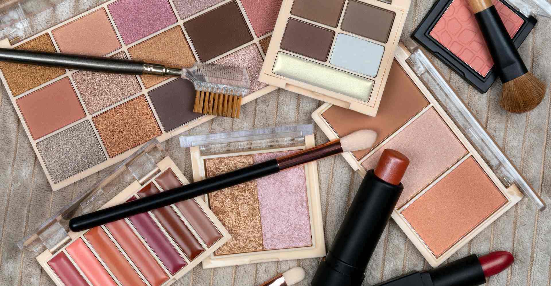 Selection of cosmetics and makeup. Cosmetics are substances or products used to enhance or alter the appearance of the face and body.