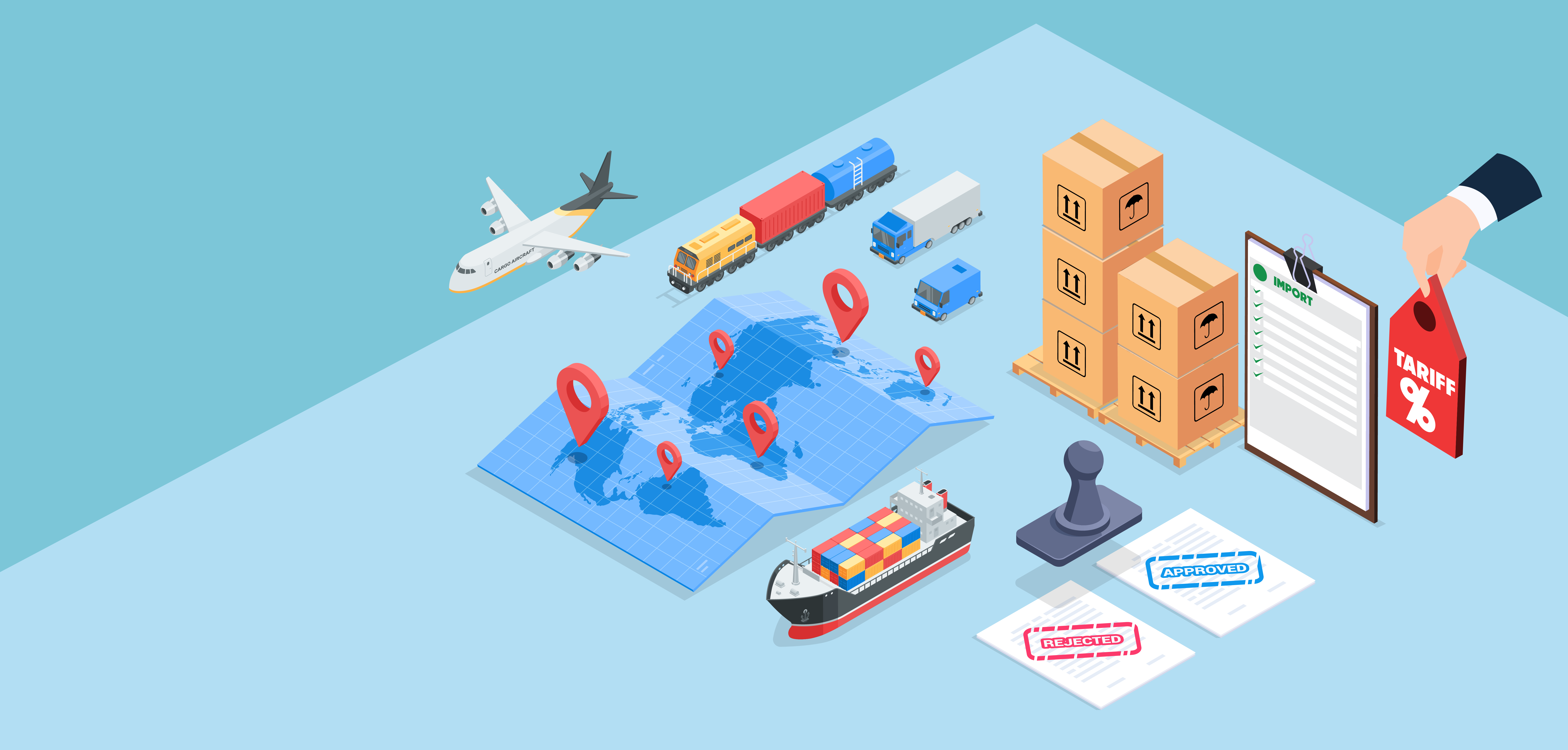 graphic image GPS, packages and shipping activities