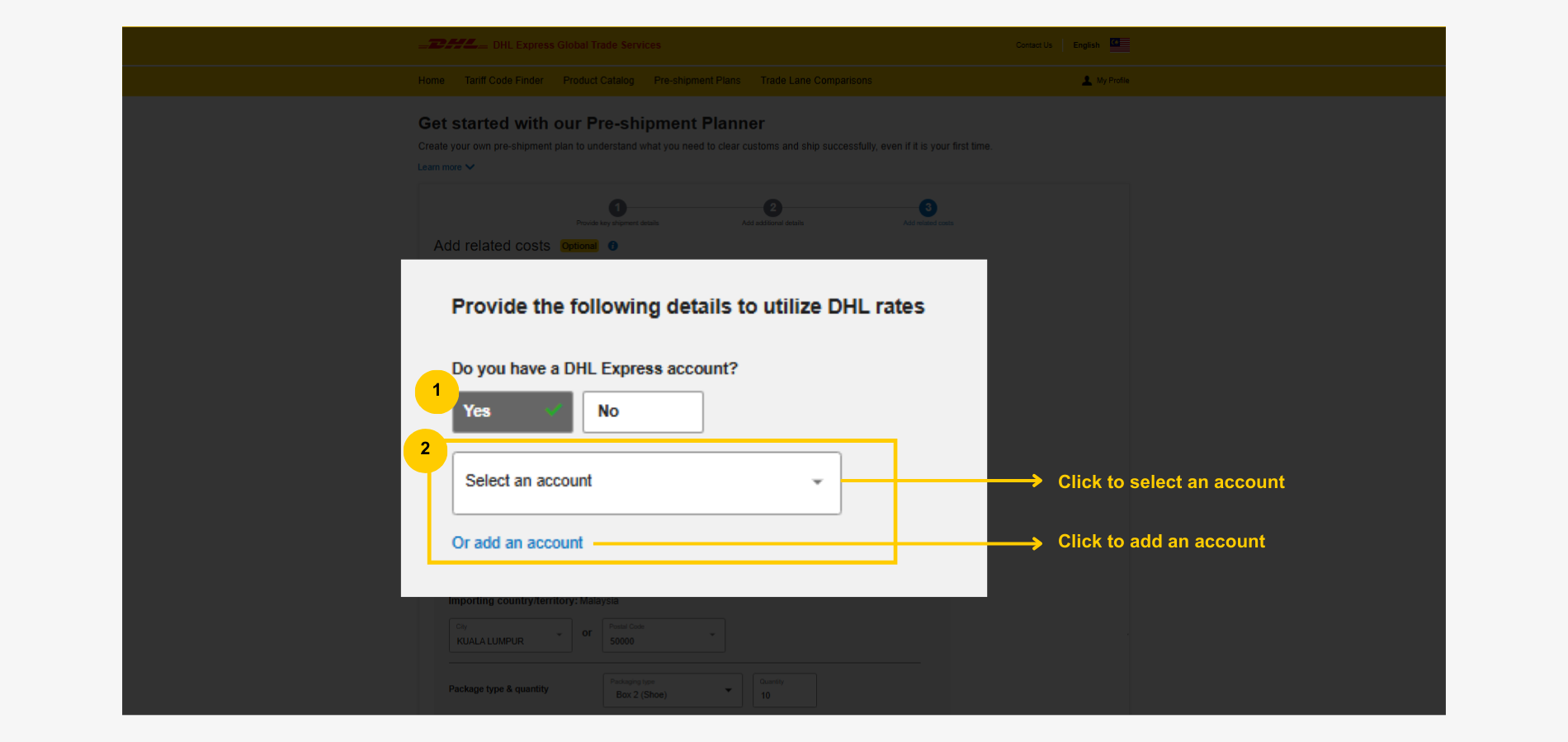 MyGTS Calculate Customs Duties - Use DHL Express Account MyGTS Calculate Customs Duties - Use DHL Express Account