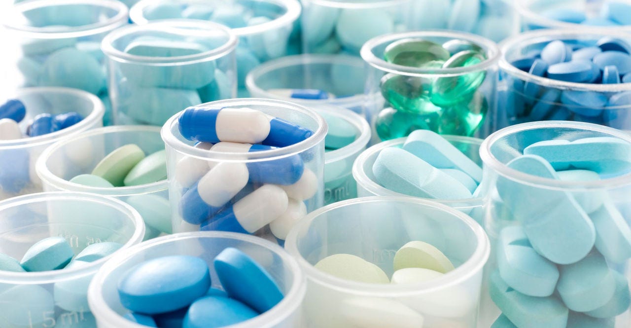 containers of health supplements