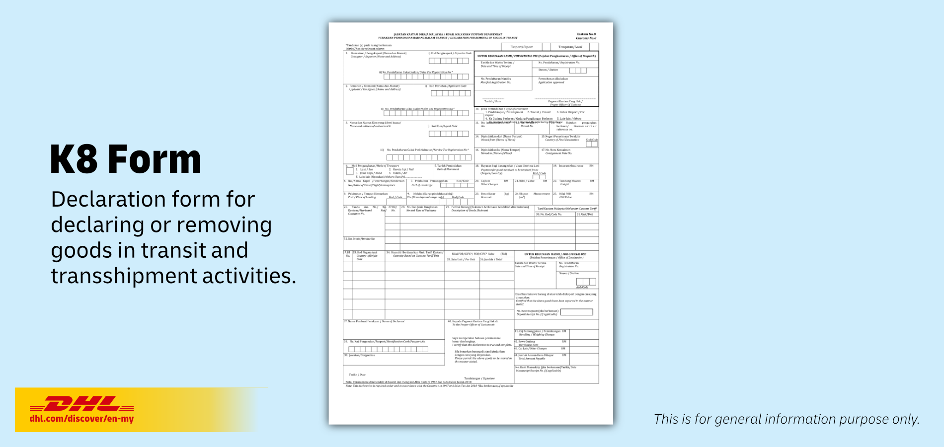 Sample of Malaysian K8 Customs Form