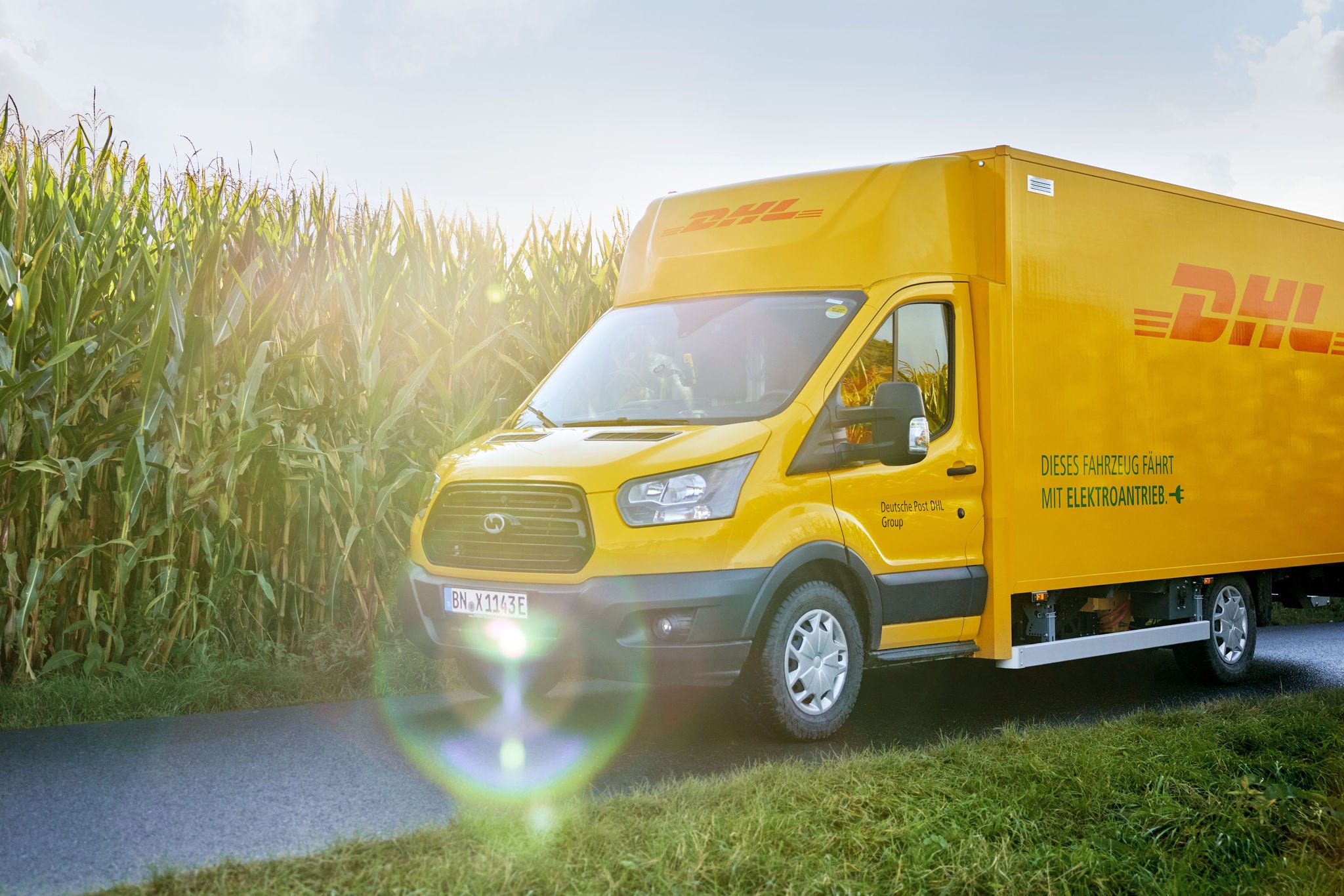 Small businesses can also adopt eco packaging practices for the betterment of business and the world Image alt text: dhl delivery truck on the way to deliver products shipped in eco-friendly packaging