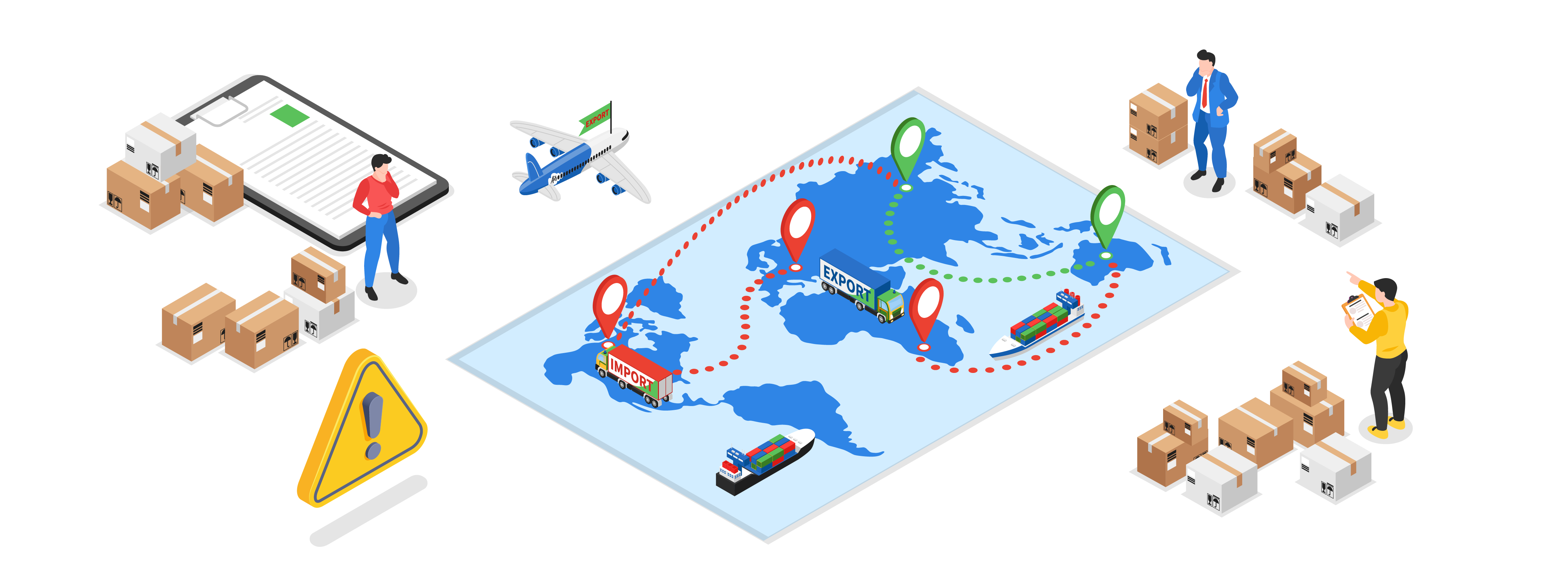 graphic image logistics activities on a map