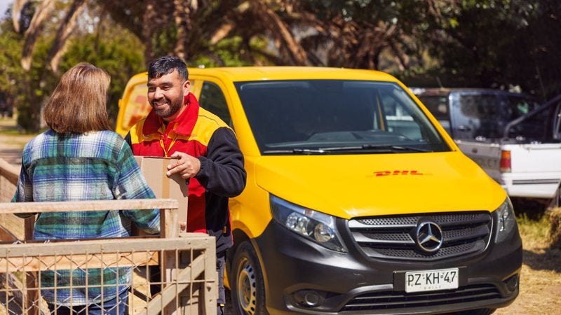 dhl courier and a new zealand farmer