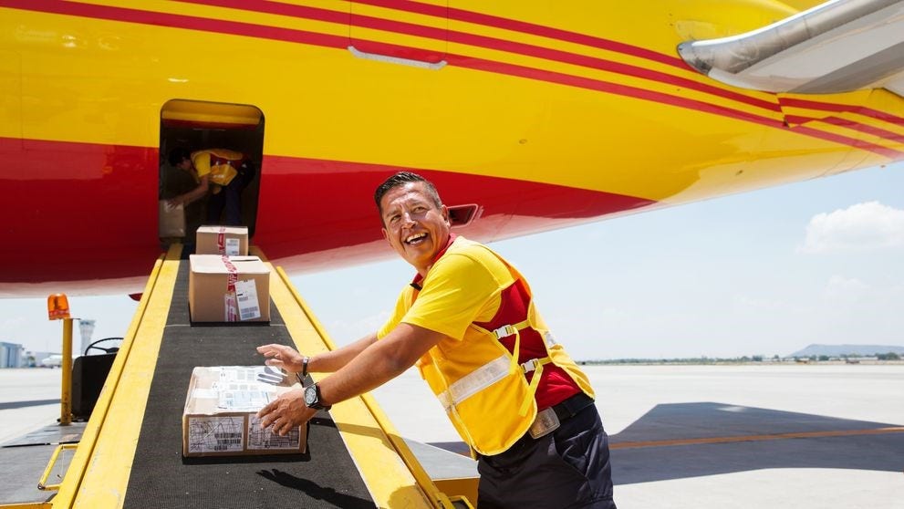 DHL Express employee managing apparel exports from Sri Lanka.