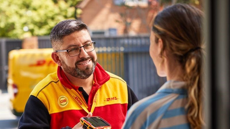 dhl courier completing international ebay delivery to a buyer