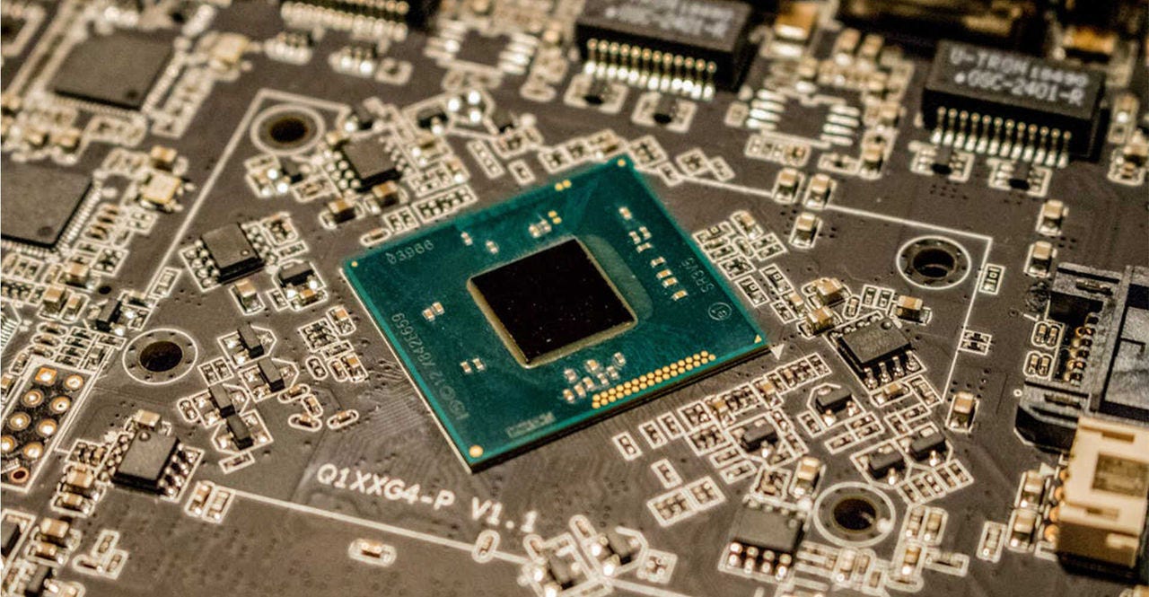 close up of a semiconductor chip