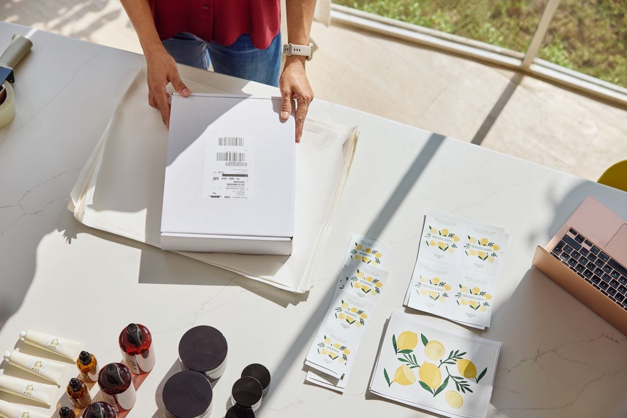 business owner packaging a parcel