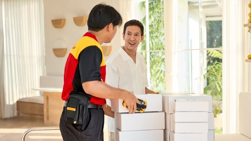 DHL Express staff shipping vitamins overseas