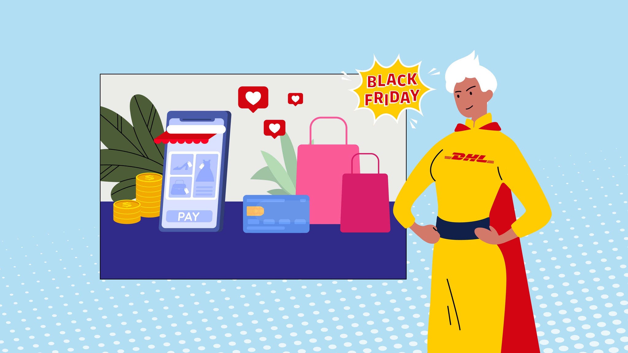 image graphique d’un super-héros et d’activités d’achat