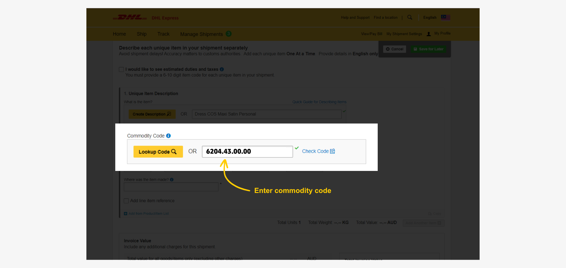 Import Shipment Commodity Code Import Shipment Commodity Code