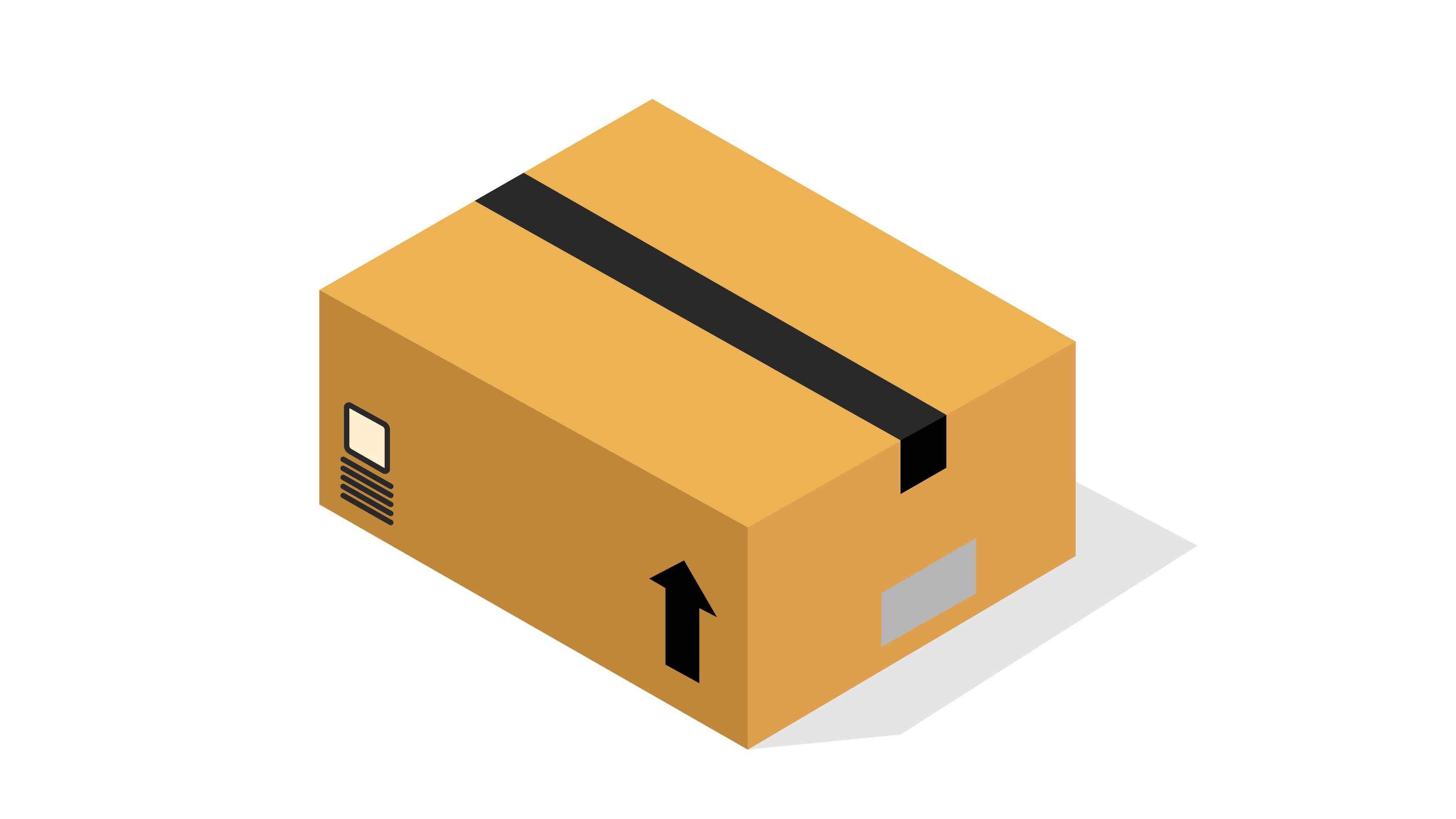 brown carton with a black tape sealing it