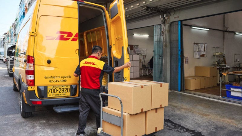 DHL Express courier collecting auto parts to be imported into Sri Lanka