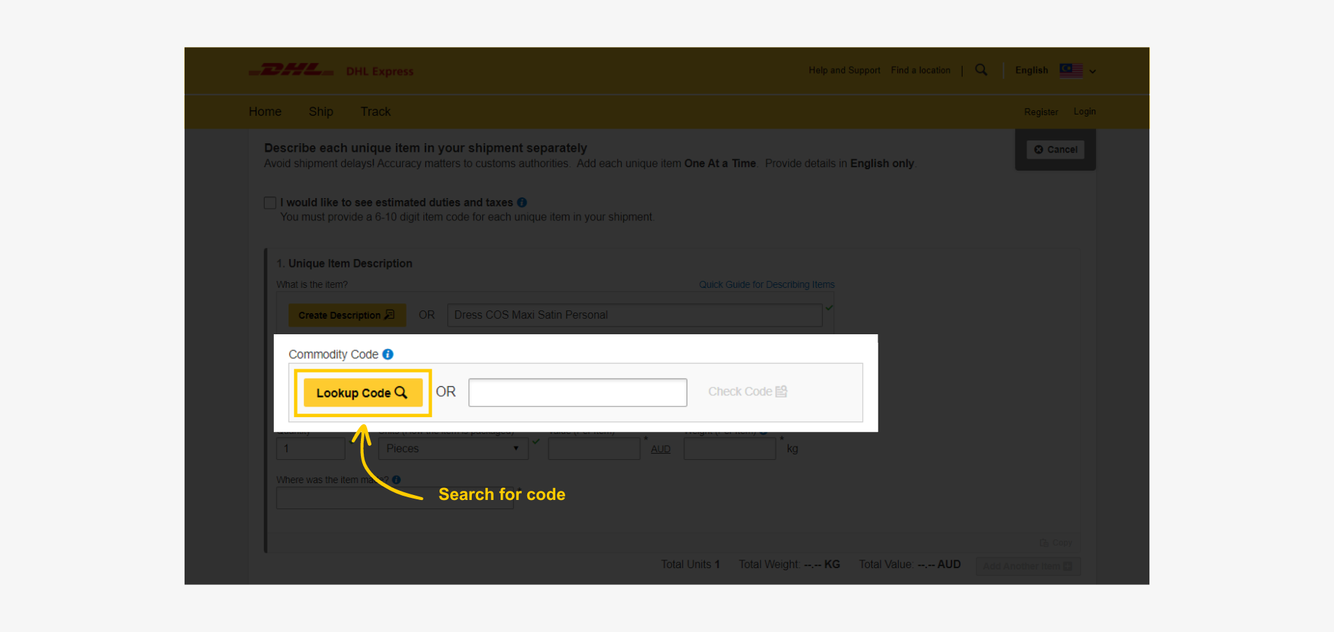 Import Shipment Commodity Code Search Import Shipment Commodity Code Search