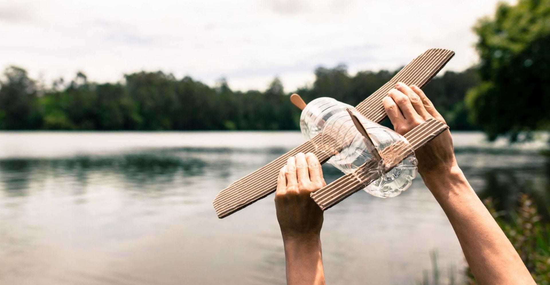 a sustainable toy airplane made from recyclable materials