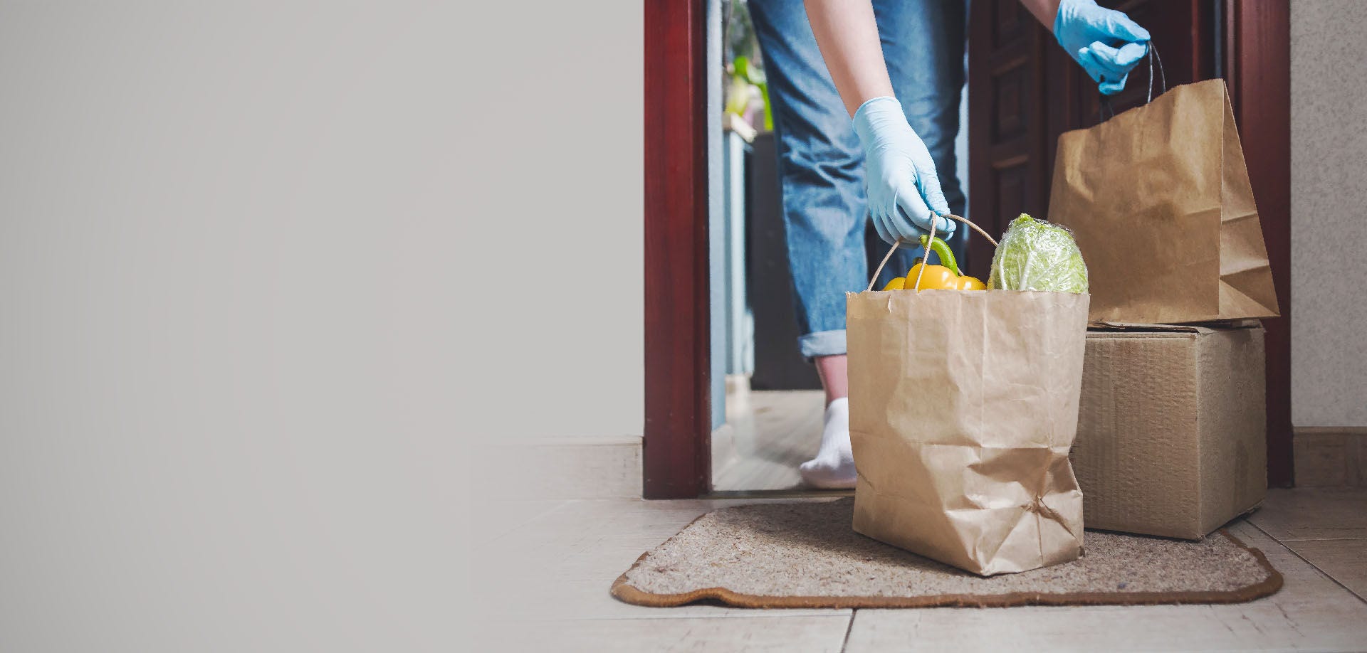 a person collecting delivered goods