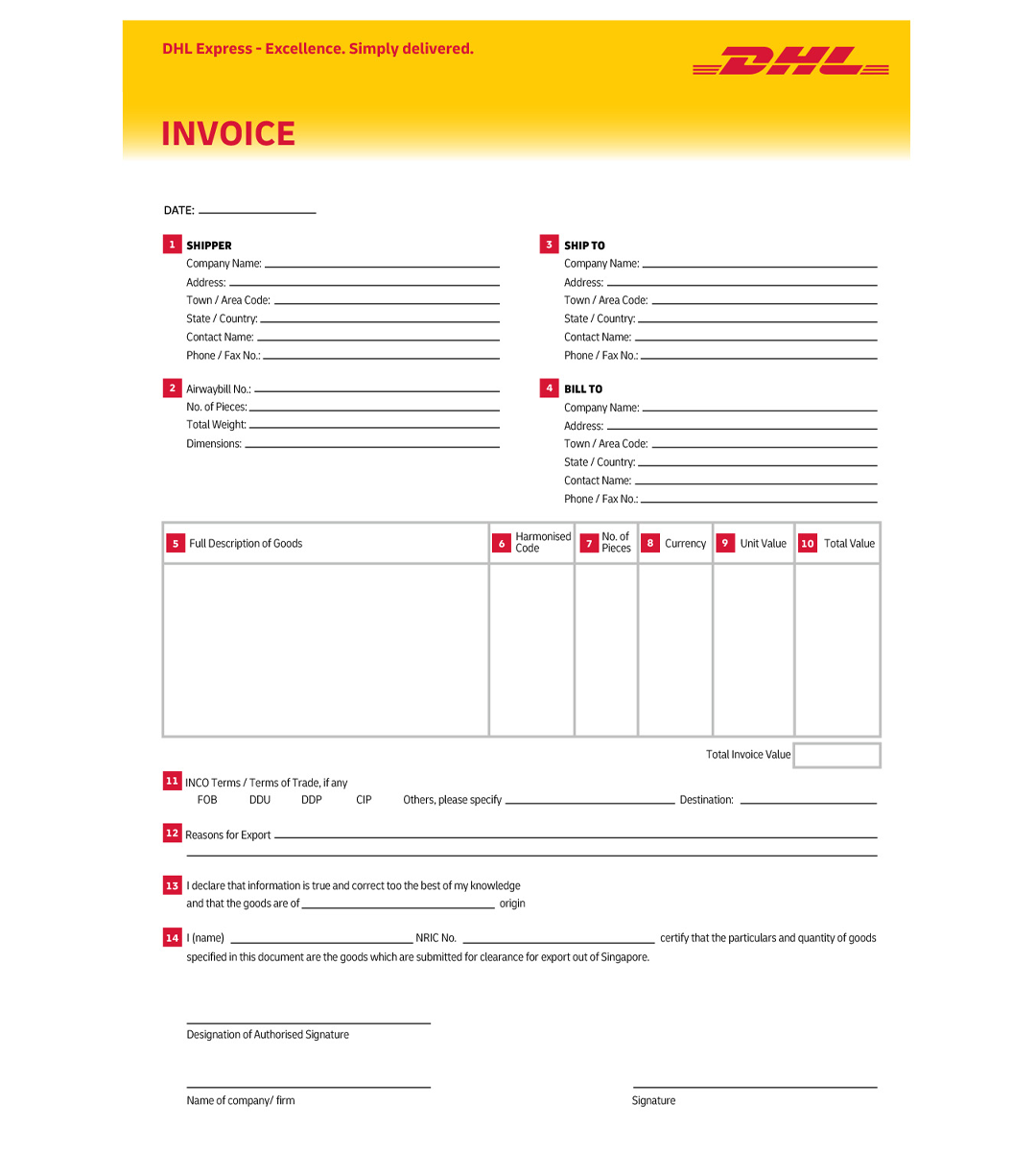 DHL 發票
