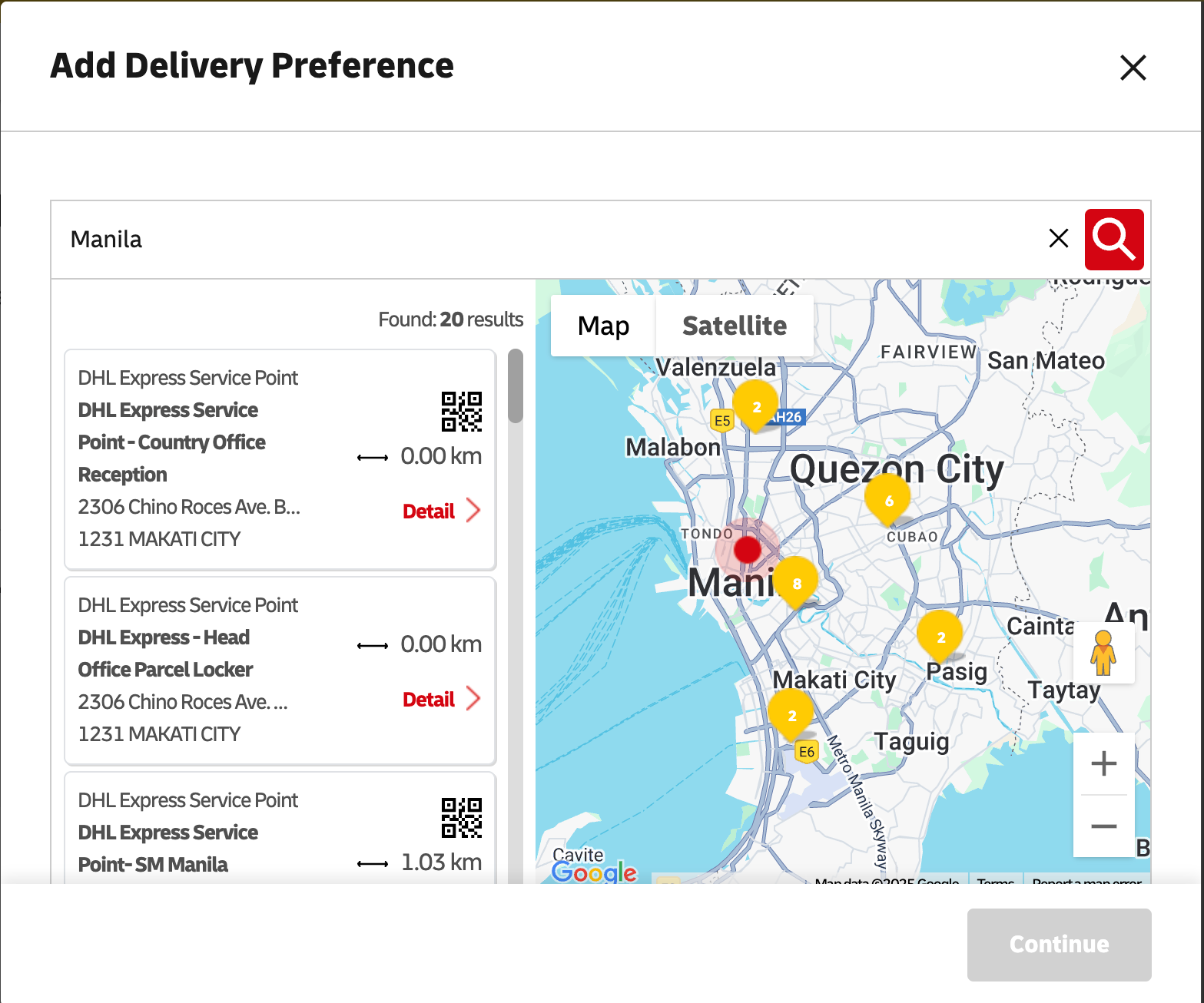 service point pickup for demand delivery dhl express