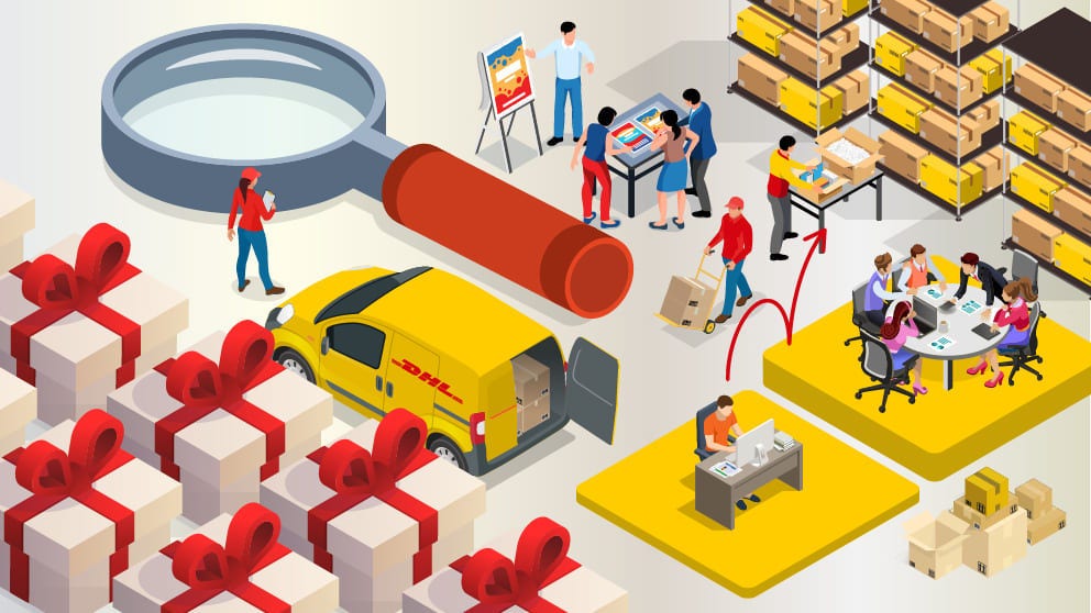 grafika logistických aktivit DHL