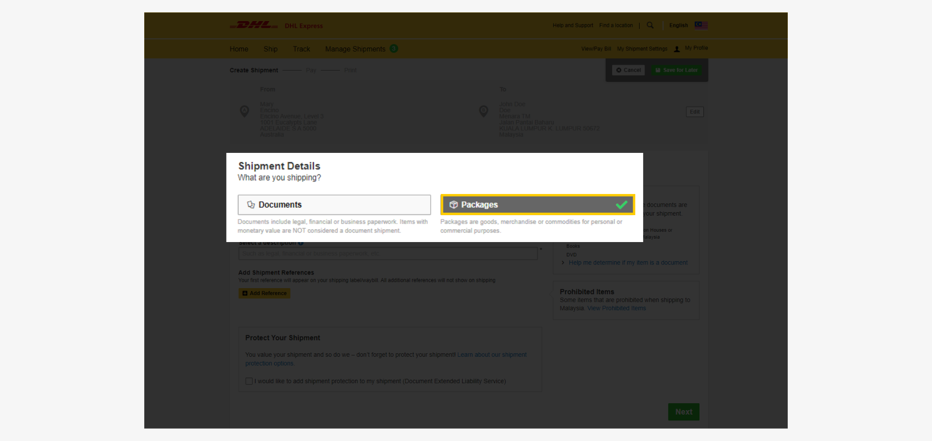 Import Package Shipment