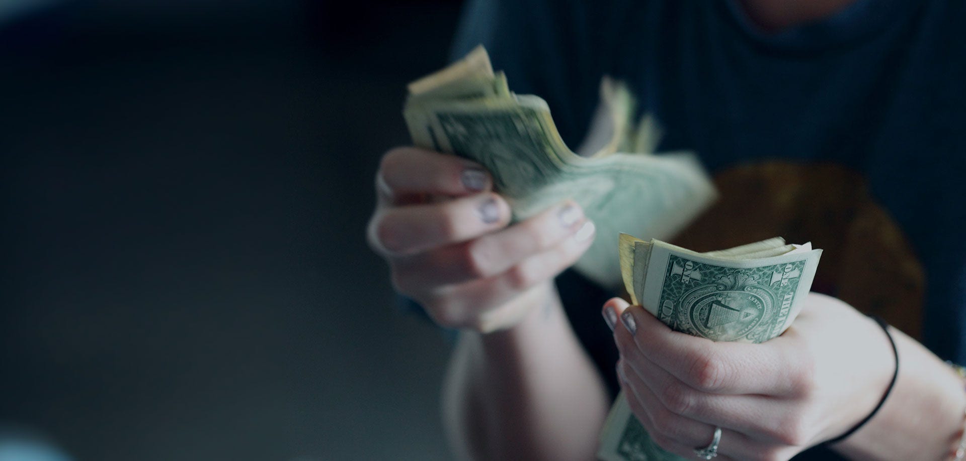 hand counting money