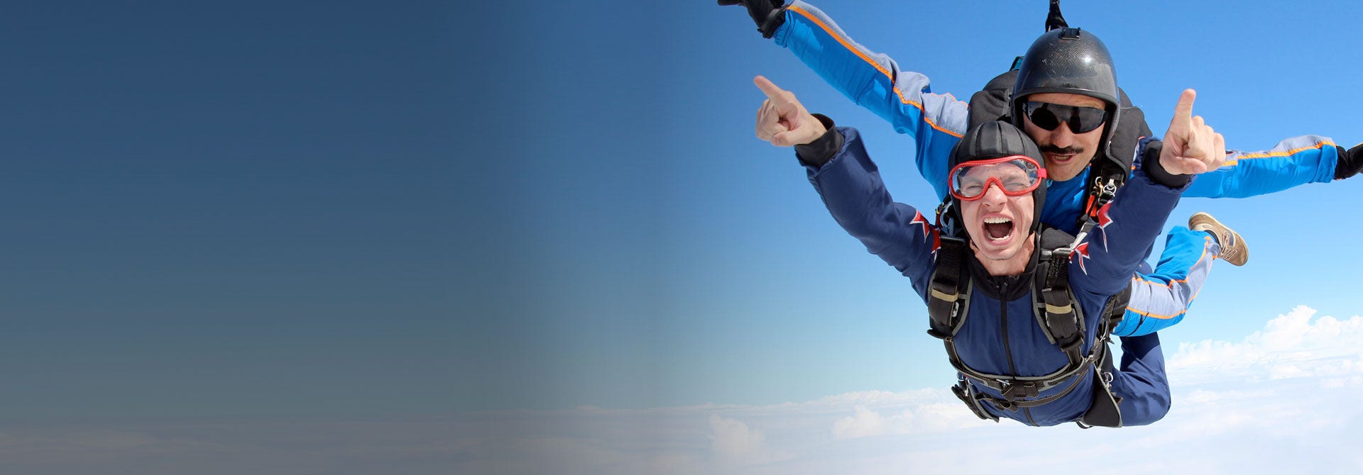 Two men parachuting