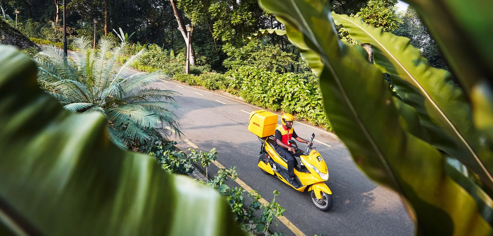 DHL courier on a motorbike