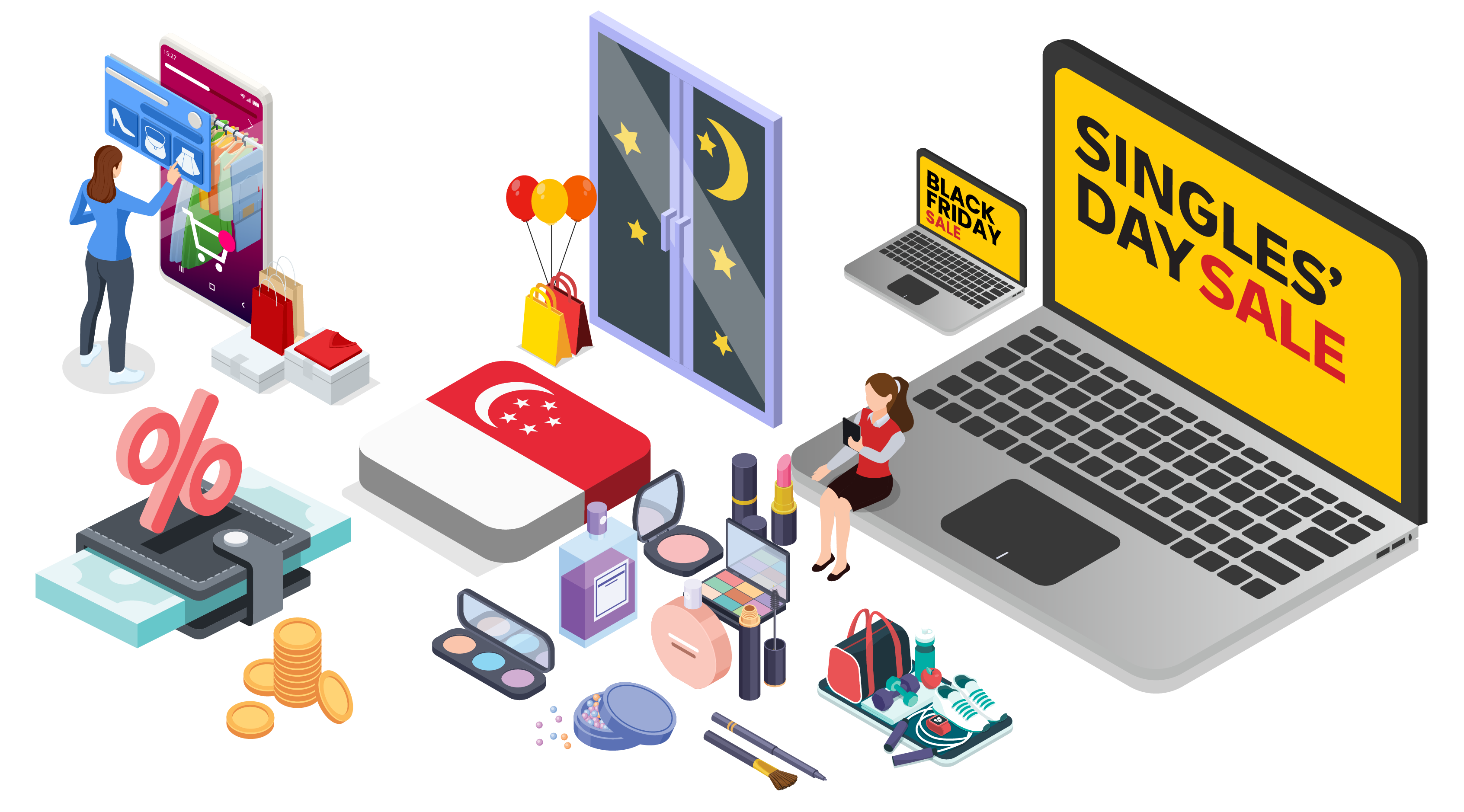 graphic image of shopping activities