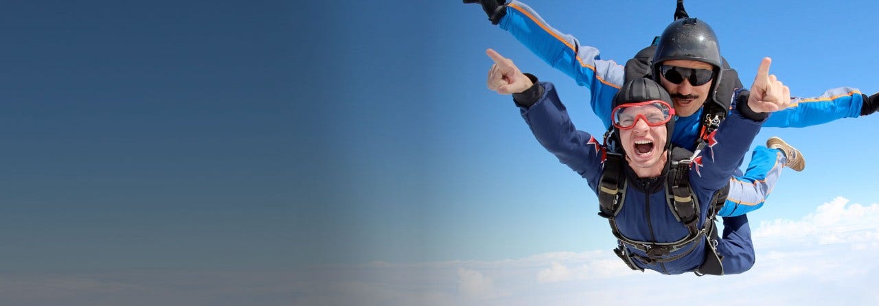 Two men parachuting