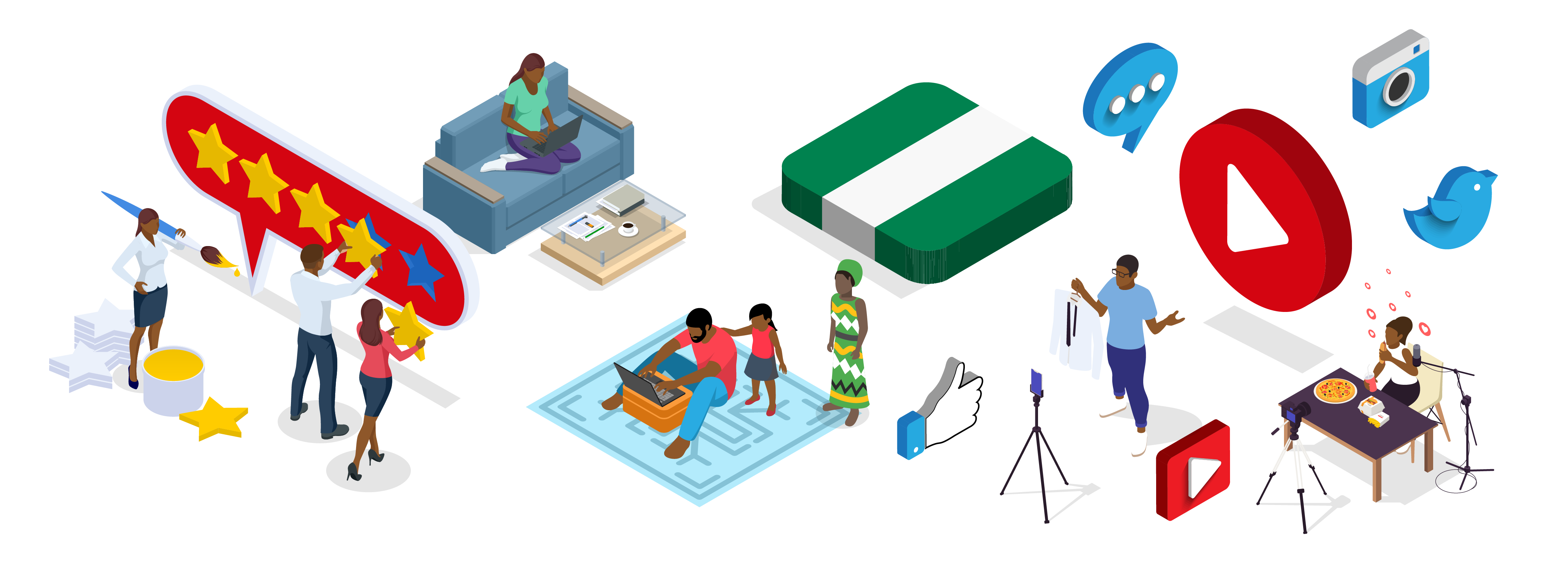 graphic image of Nigerian shopping activities